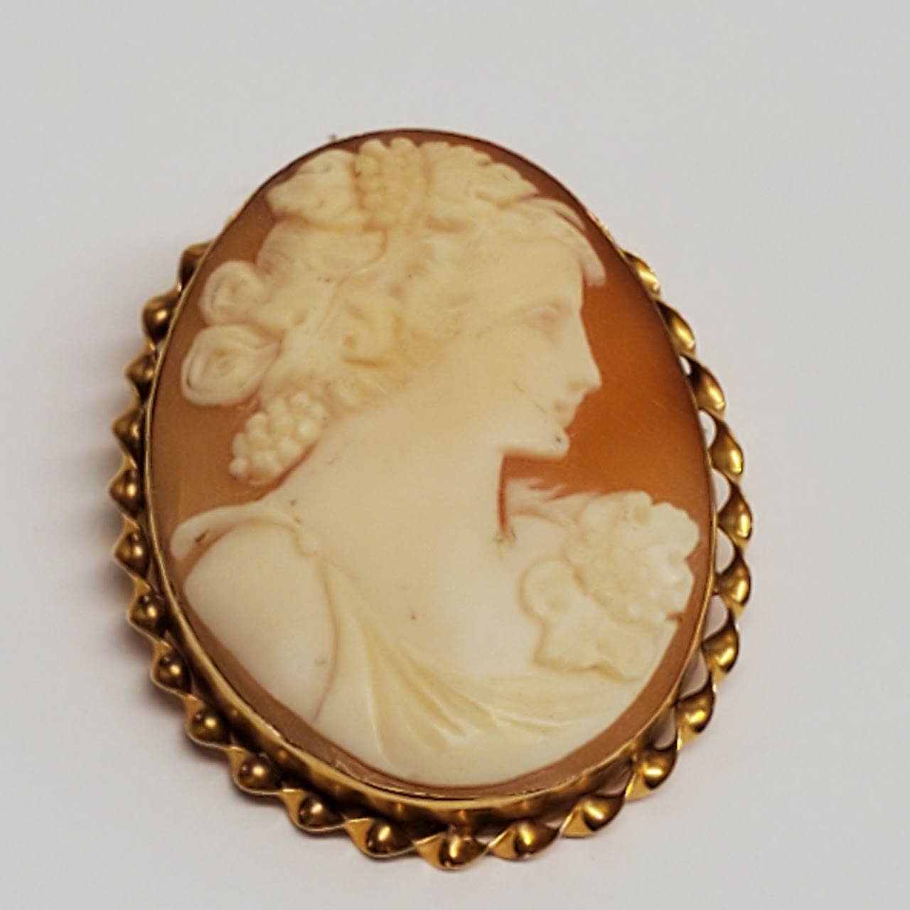 14K Gold Convertible Cameo Brooch