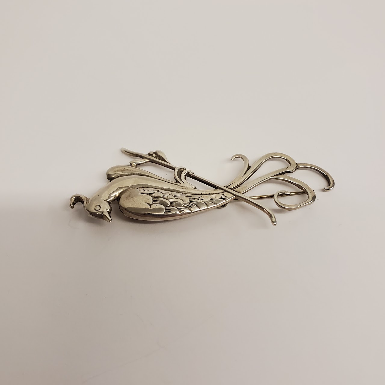 Sterling Silver Peacock Brooch