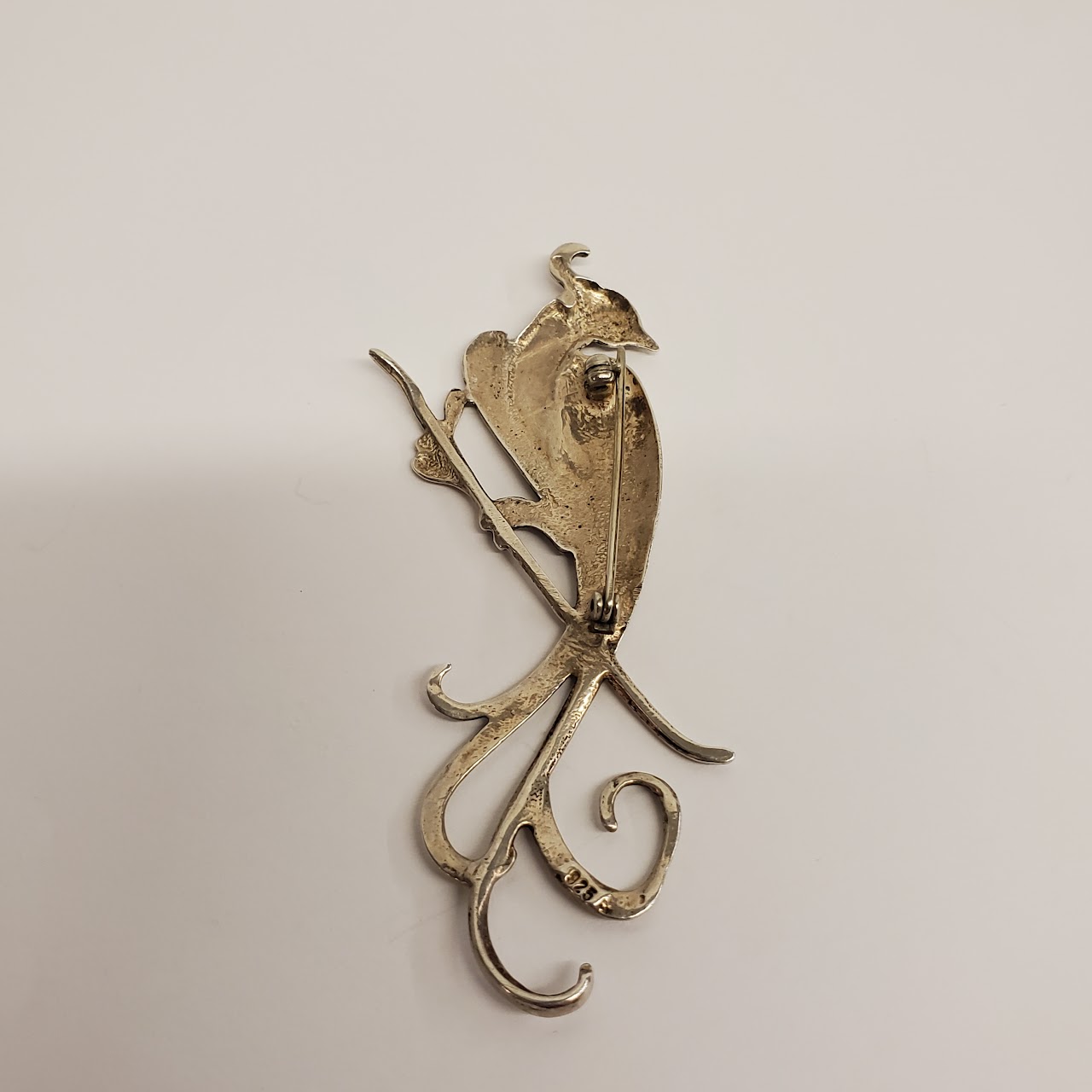 Sterling Silver Peacock Brooch