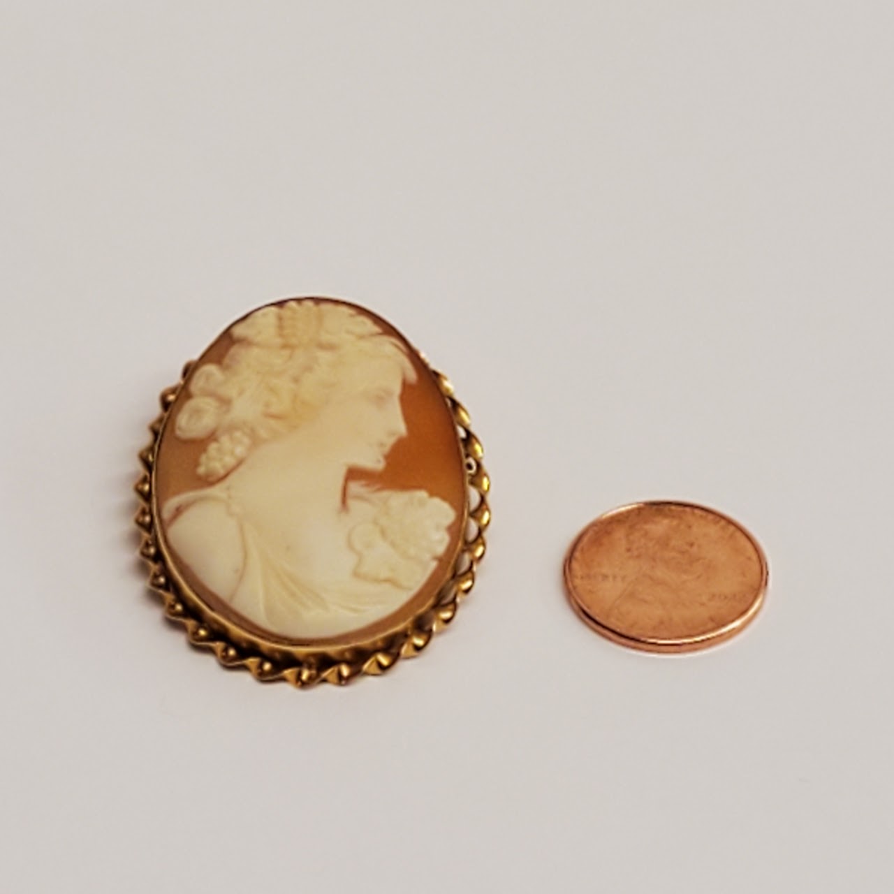 14K Gold Convertible Cameo Brooch