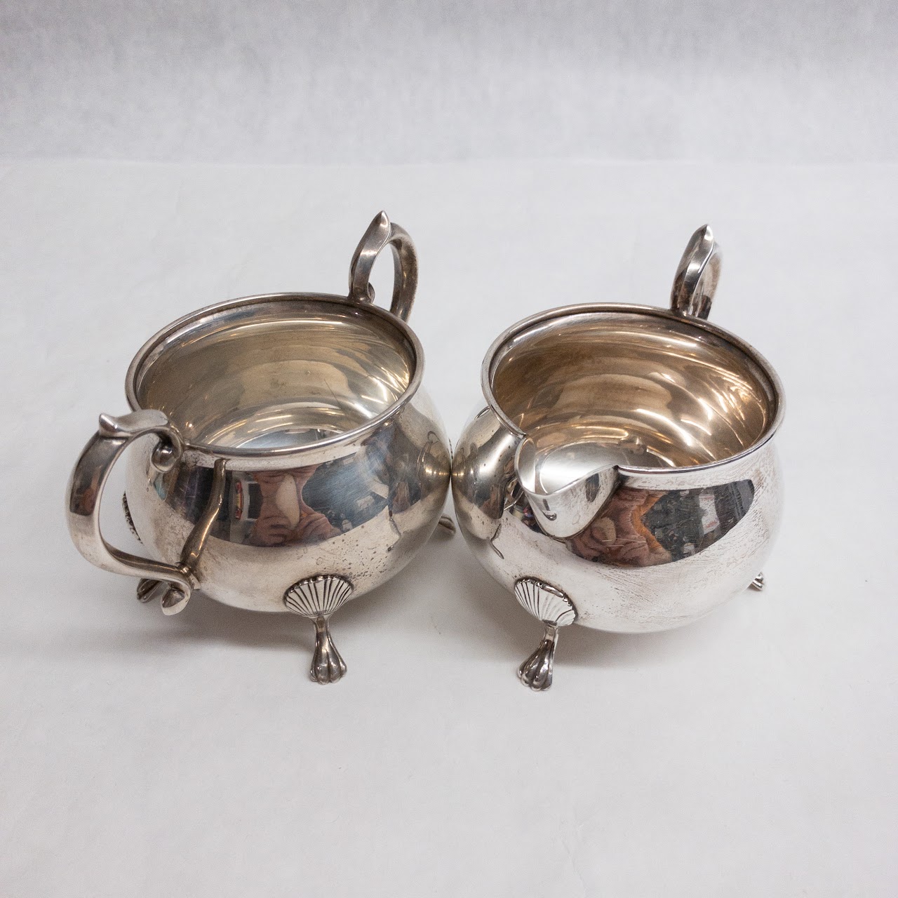 Sterling Silver Footed Sugar & Creamer Set