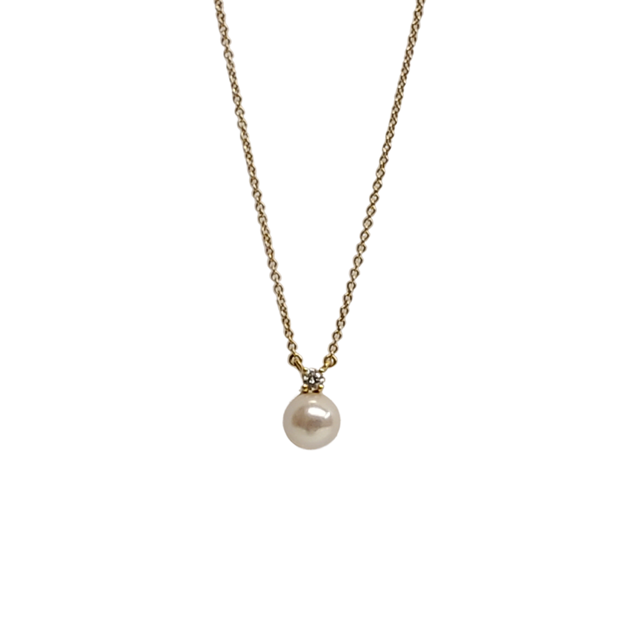 Tiffany & Co. 18K Gold Pearl & Diamond Pendant