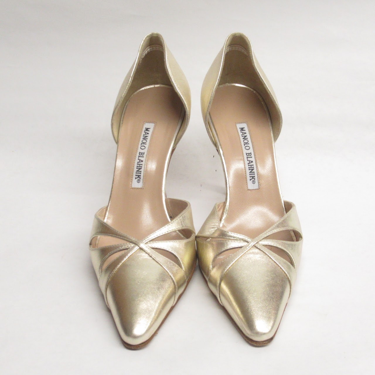 Manolo Blahnik Metallic Gold Leather Pumps