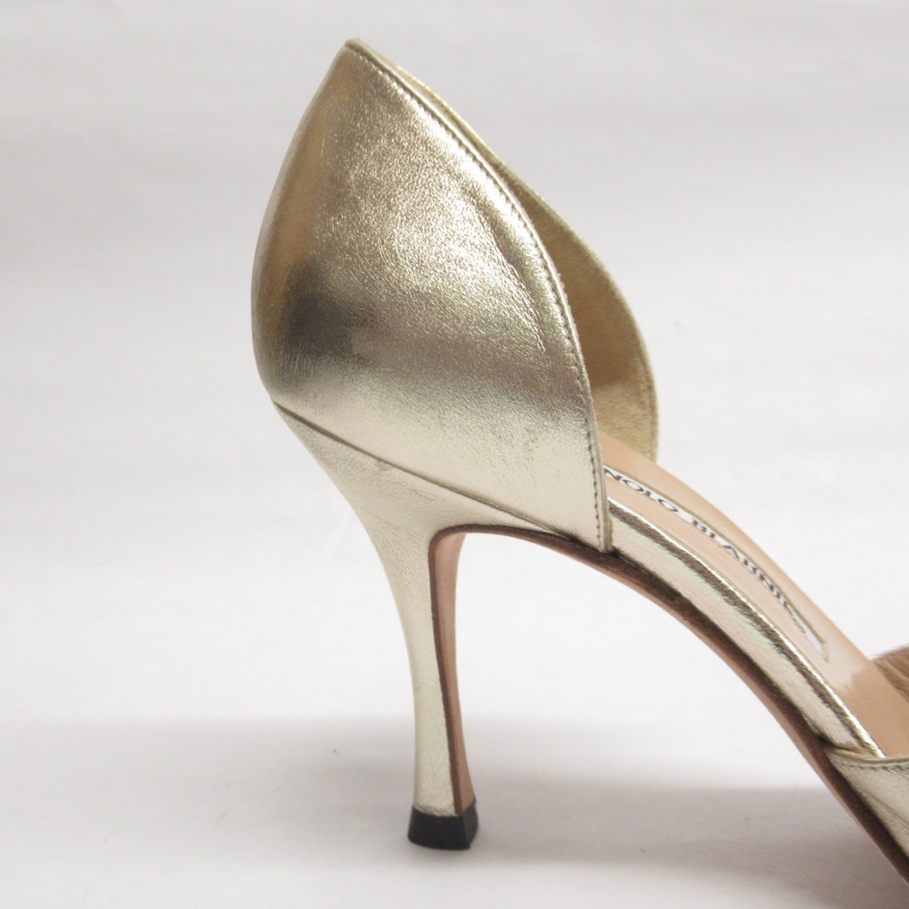 Manolo Blahnik Metallic Gold Leather Pumps