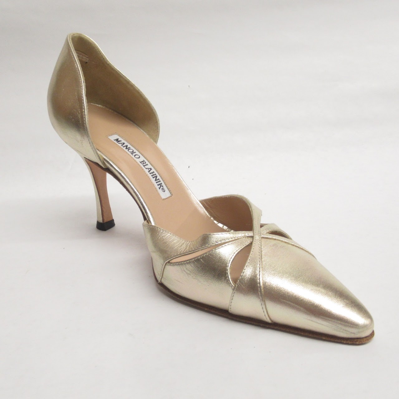 Manolo Blahnik Metallic Gold Leather Pumps