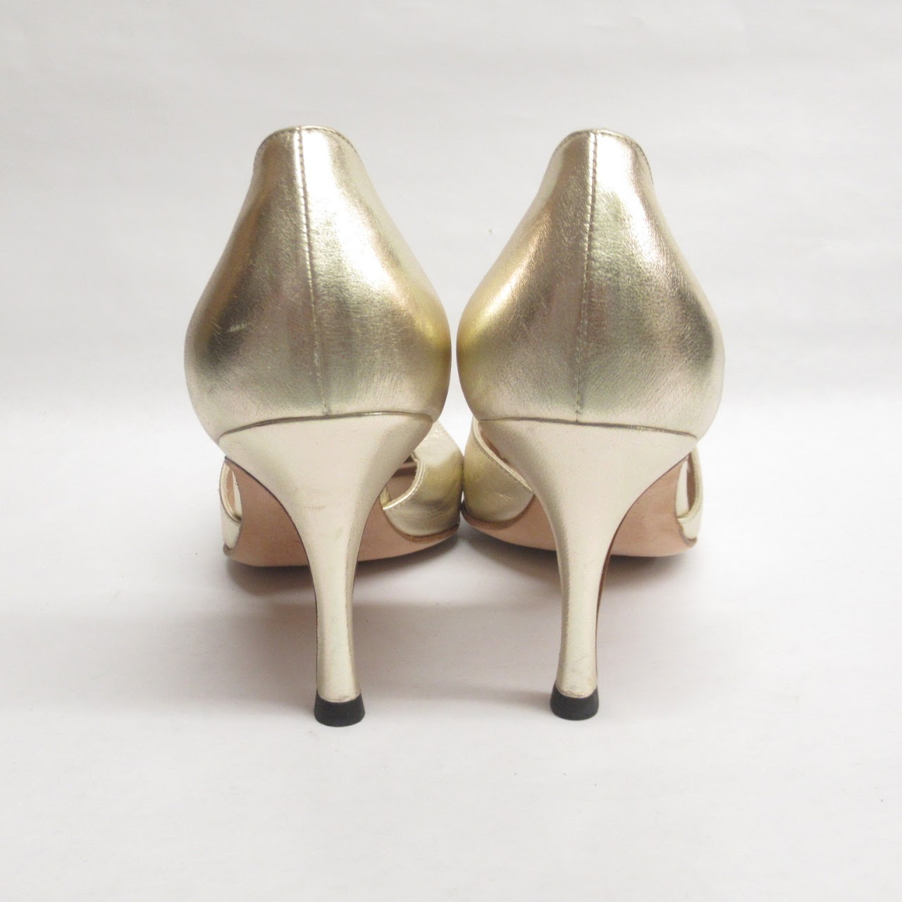 Manolo Blahnik Metallic Gold Leather Pumps