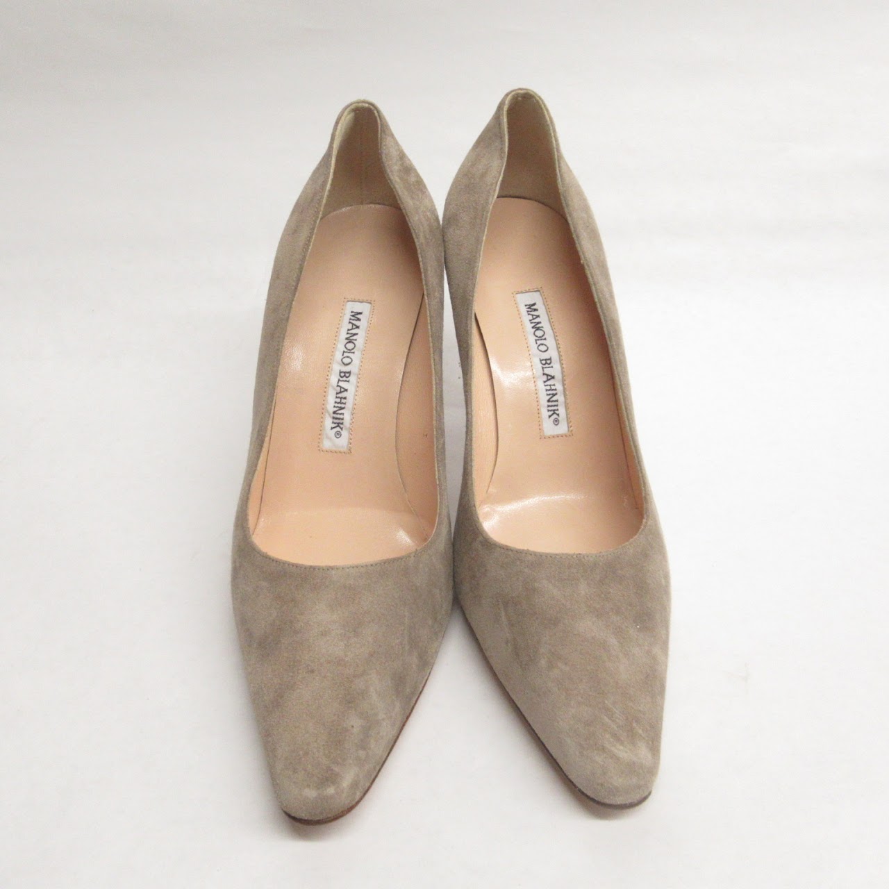 Manolo Blahnik Taupe Suede Leather Pumps