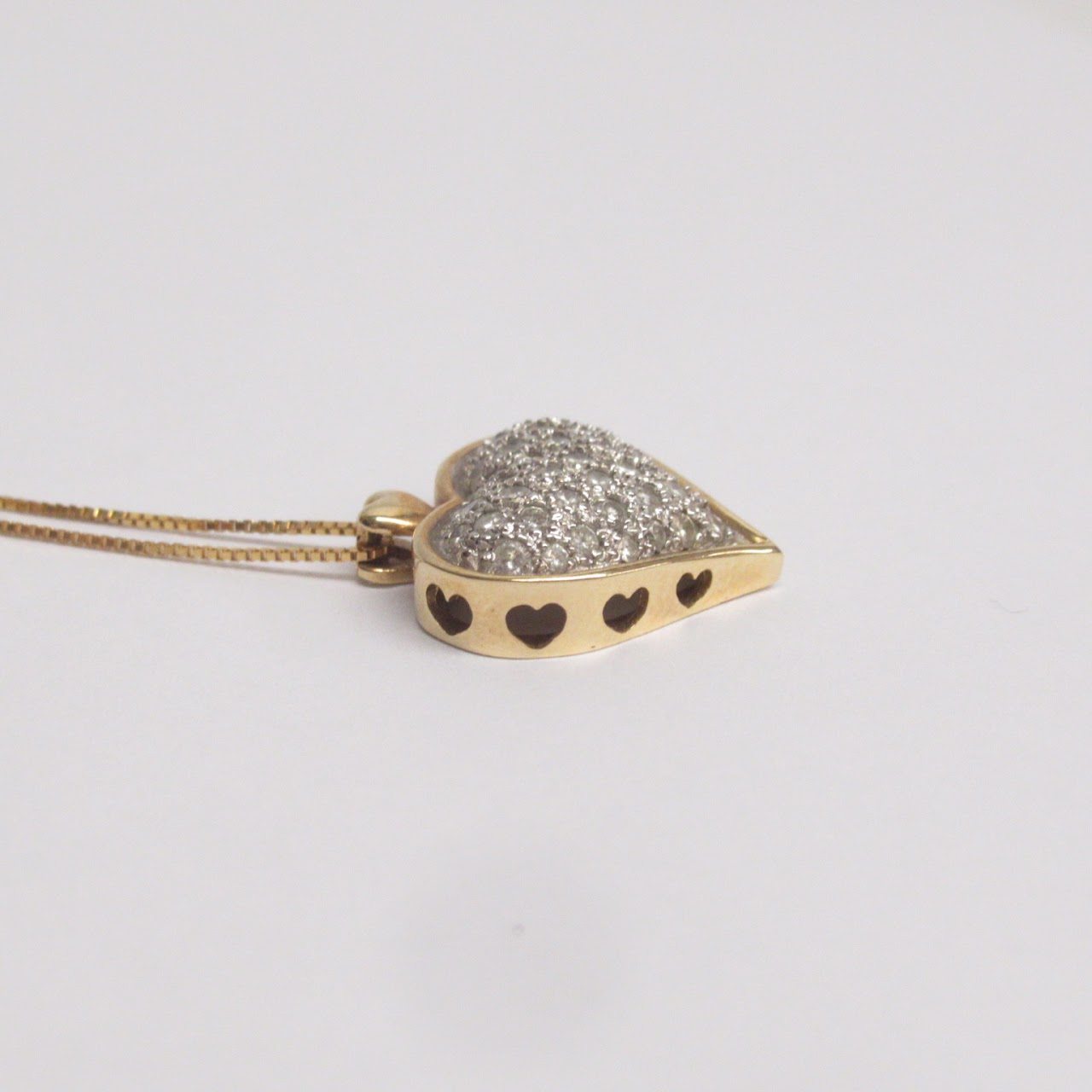 14K Gold and Diamond Heart Pendant Necklace