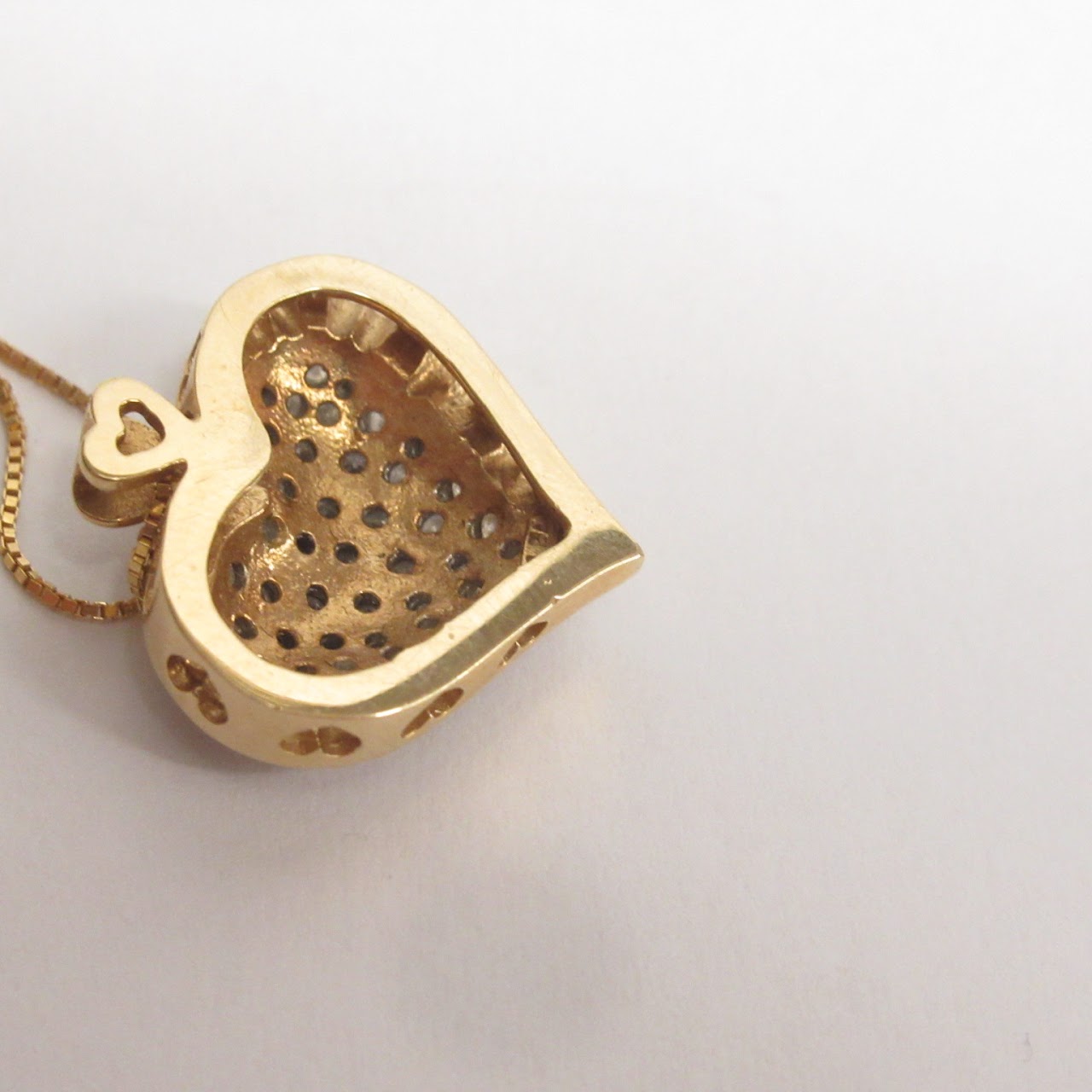 14K Gold and Diamond Heart Pendant Necklace