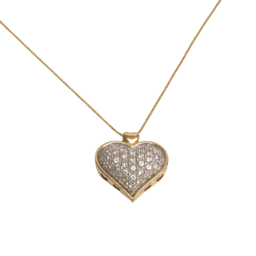 14K Gold and Diamond Heart Pendant Necklace