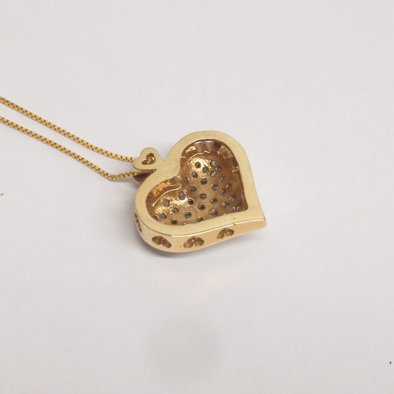 14K Gold and Diamond Heart Pendant Necklace