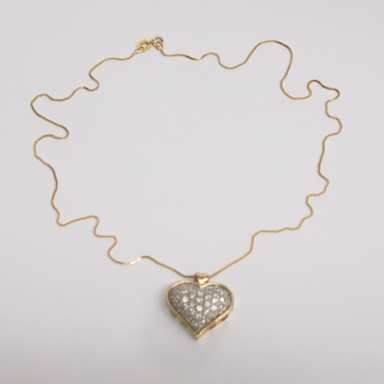 14K Gold and Diamond Heart Pendant Necklace