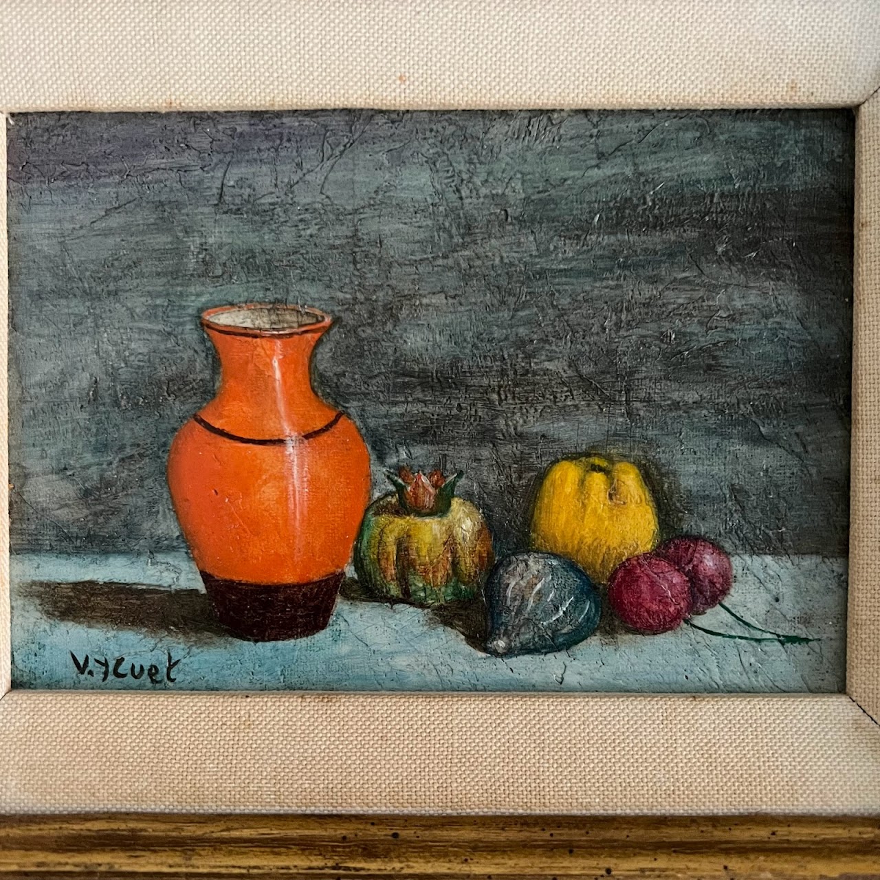 Vintage Signed Miniature Still Life Oil Painting