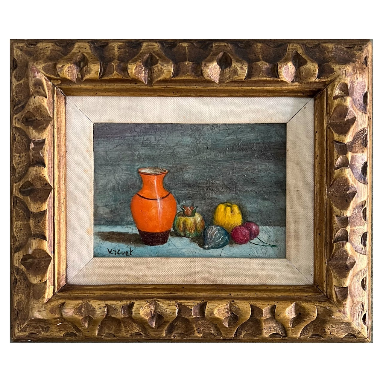 Vintage Signed Miniature Still Life Oil Painting