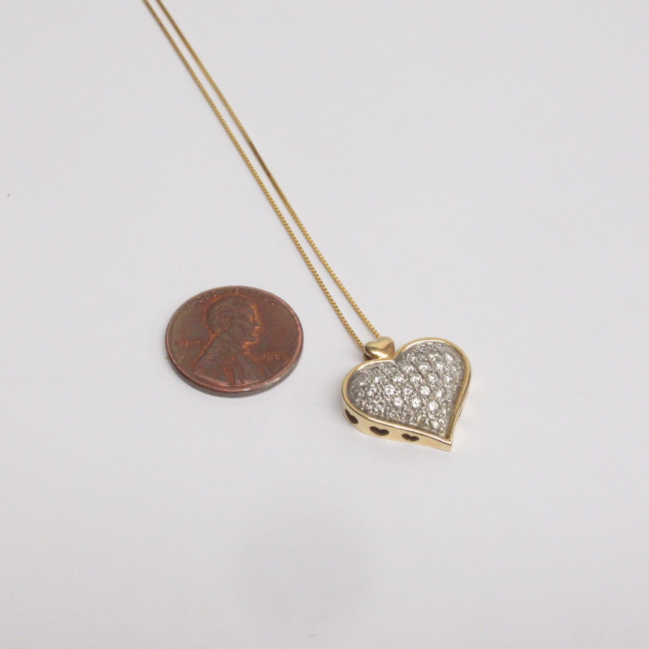 14K Gold and Diamond Heart Pendant Necklace