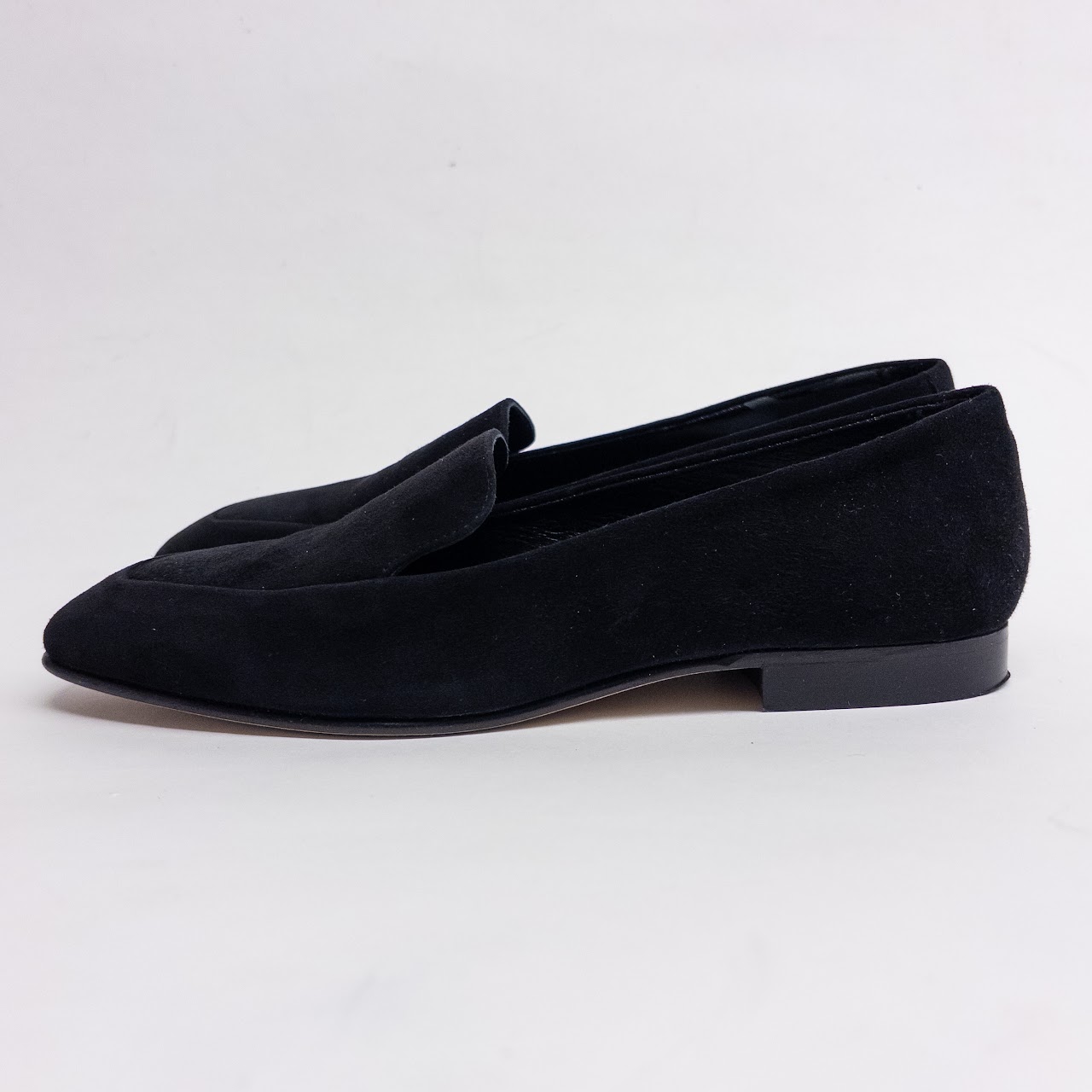 Manolo Blahnik Black Nubuck Loafers