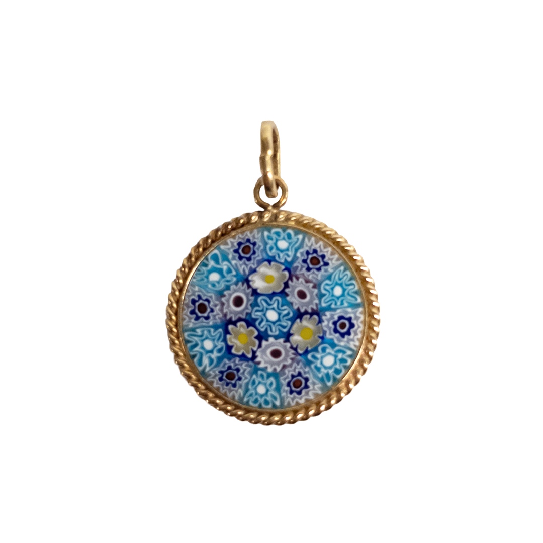 18K Gold and Art Glass Pendant