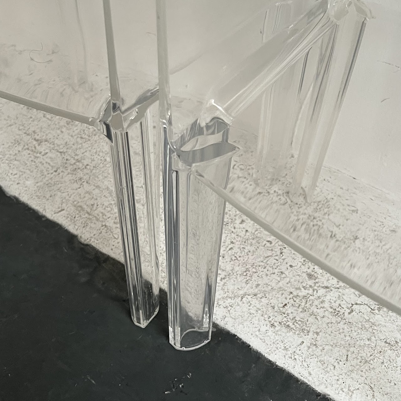 Starck Style Acrylic Side Table Pair