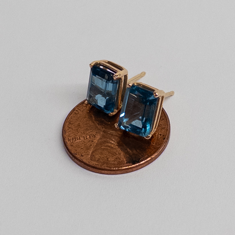 14K Gold and Swiss Blue Topaz Earrings