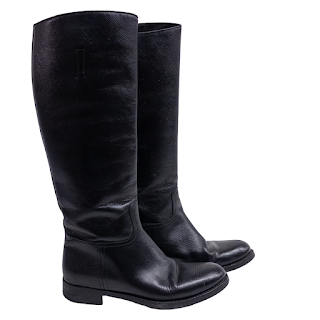 Prada Black Safiano Leather Calf Boots