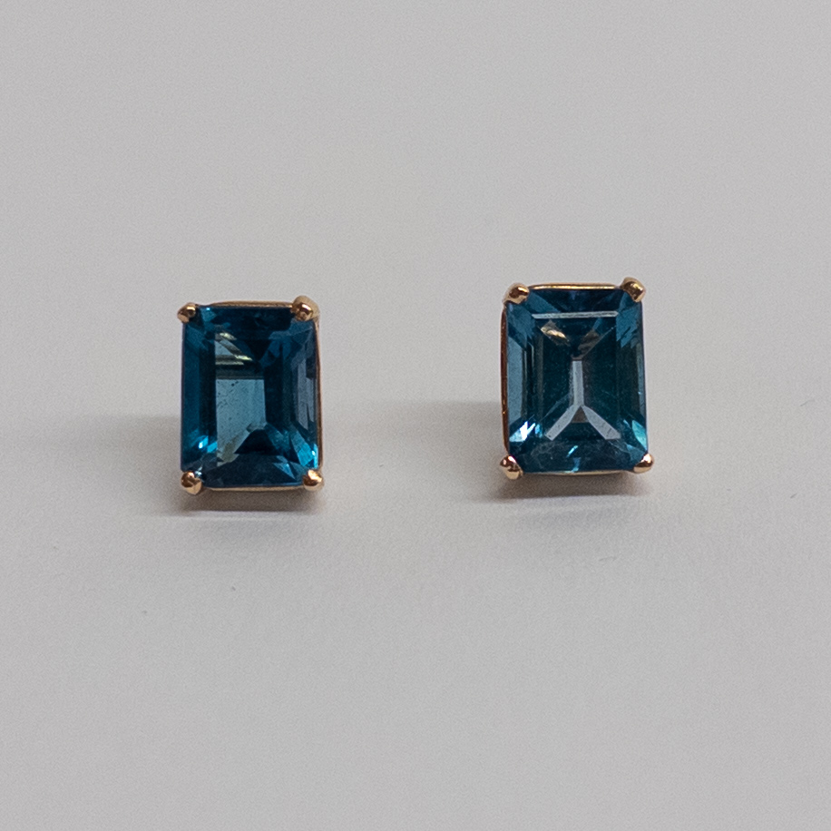 14K Gold and Swiss Blue Topaz Earrings