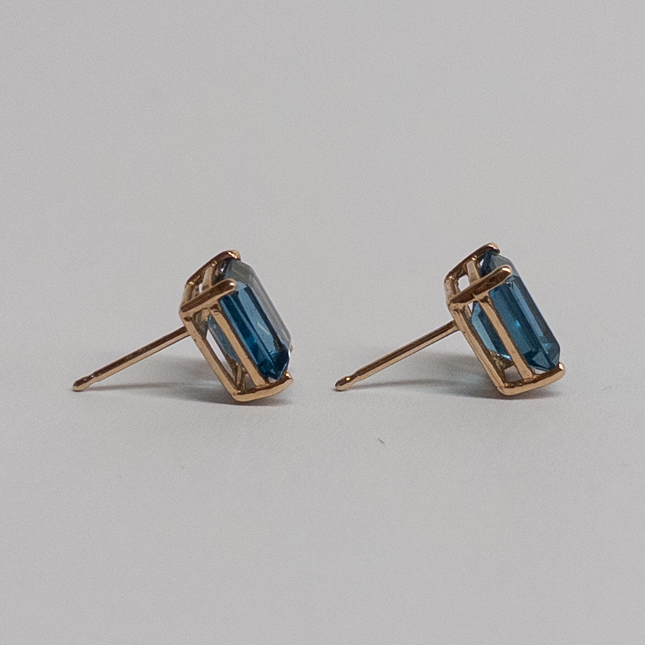 14K Gold and Swiss Blue Topaz Earrings