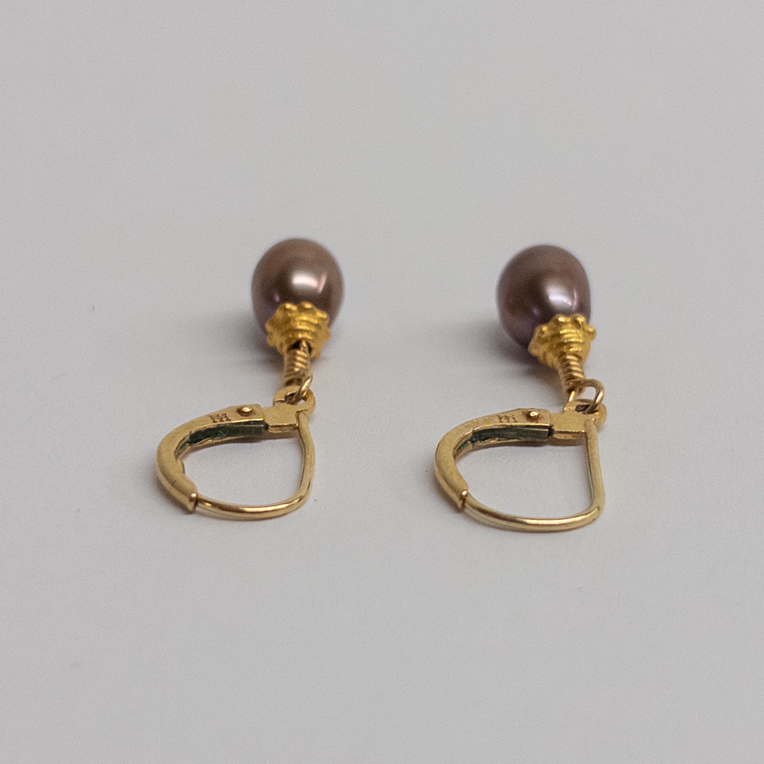 18K Gold and Champagne Pearl Earrings