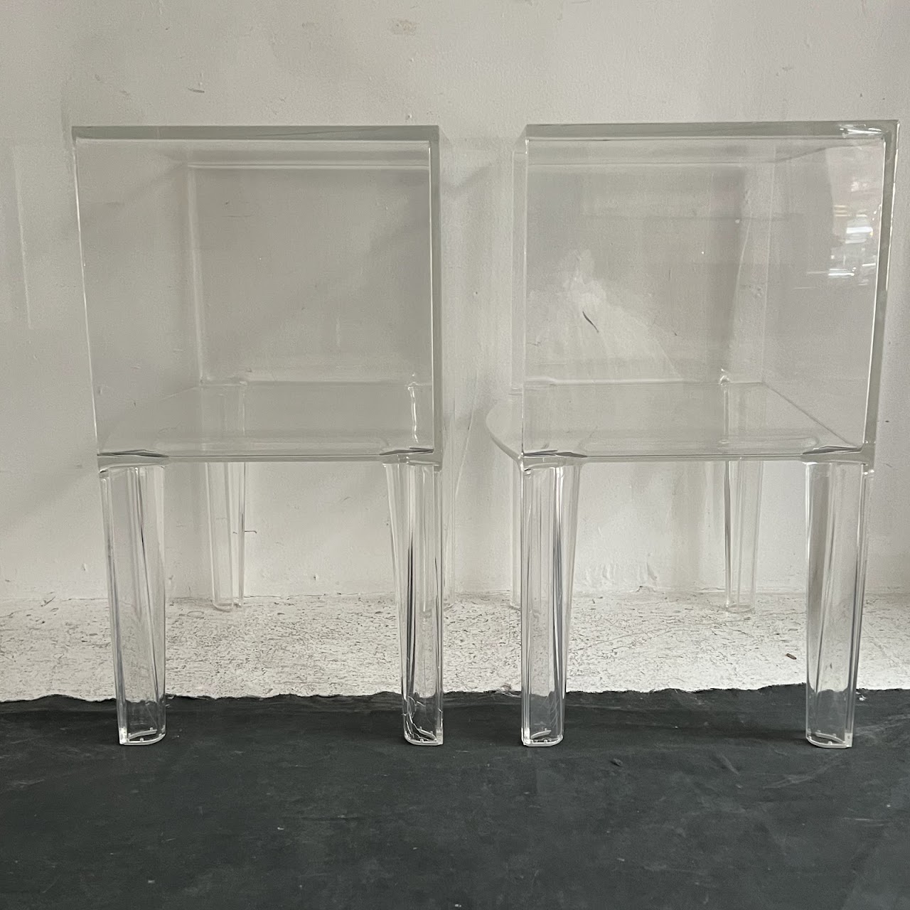 Starck Style Acrylic Side Table Pair