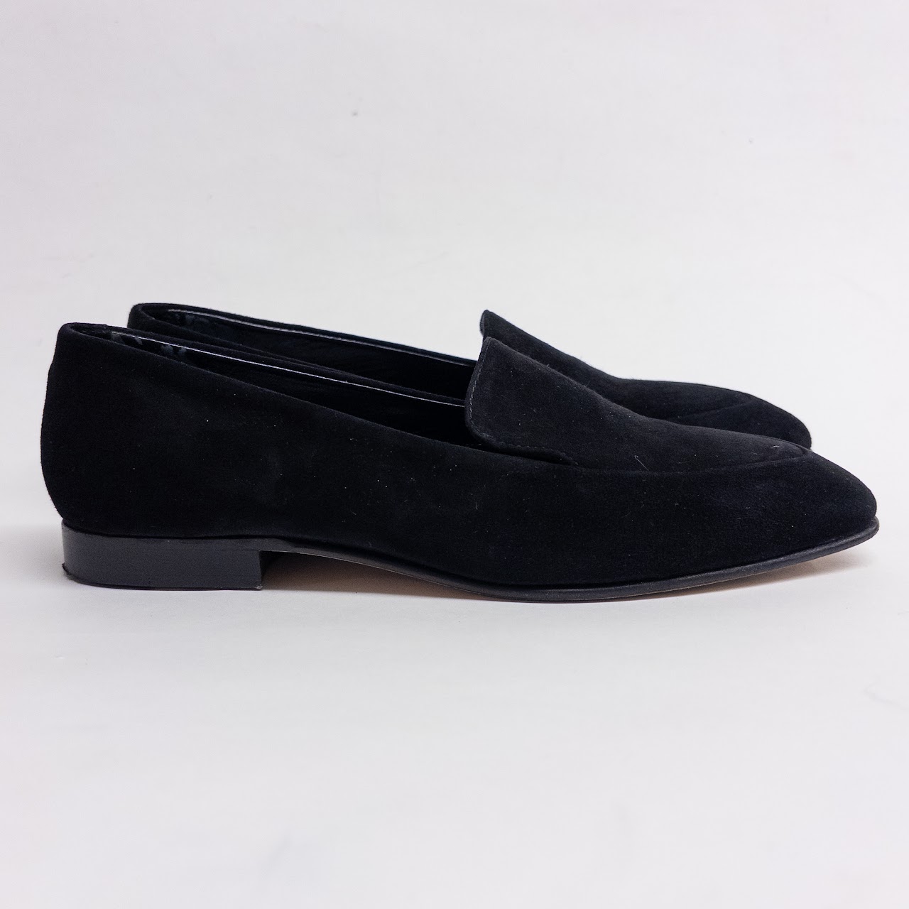 Manolo Blahnik Black Nubuck Loafers