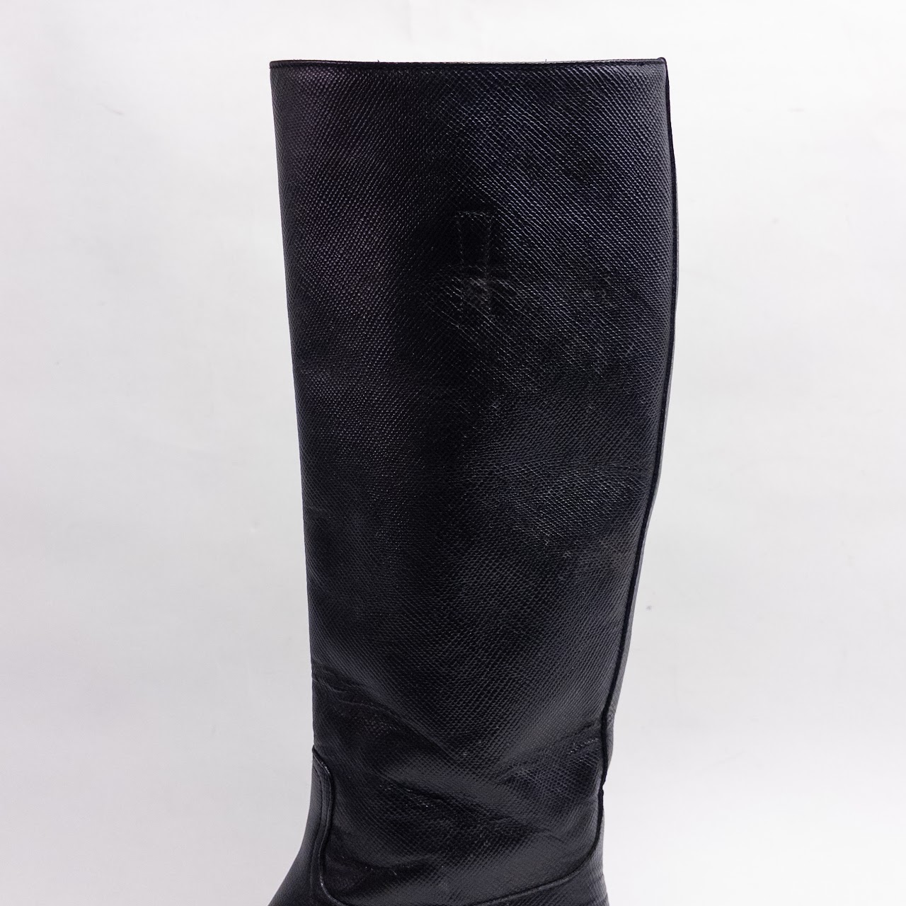 Prada Black Safiano Leather Calf Boots