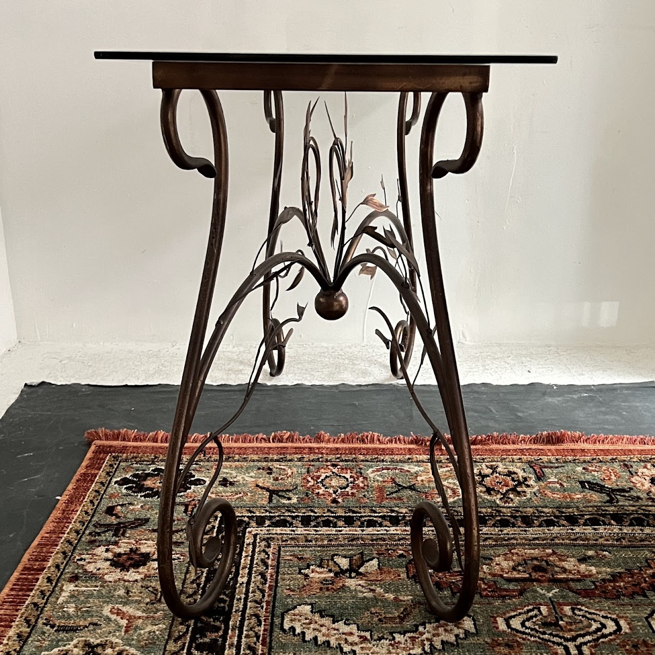 Wrought Metal Leafy Branch Console Table