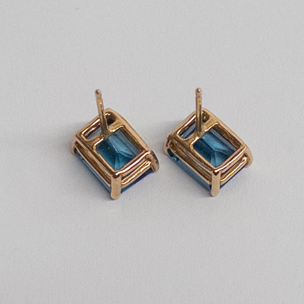 14K Gold and Swiss Blue Topaz Earrings