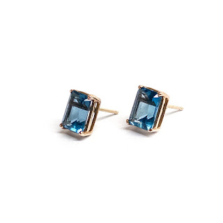 14K Gold and Swiss Blue Topaz Earrings