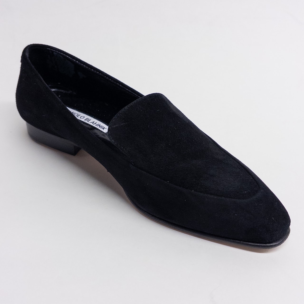 Manolo Blahnik Black Nubuck Loafers