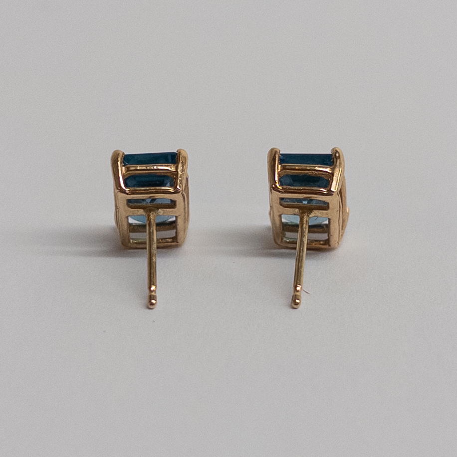 14K Gold and Swiss Blue Topaz Earrings