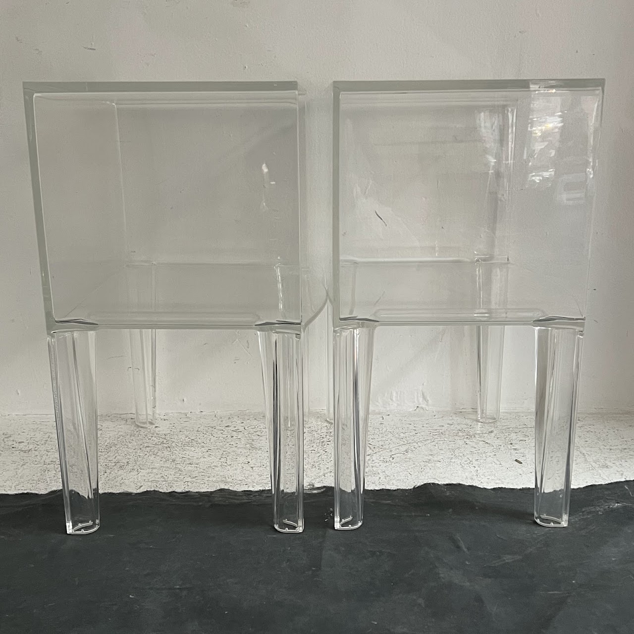 Starck Style Acrylic Side Table Pair