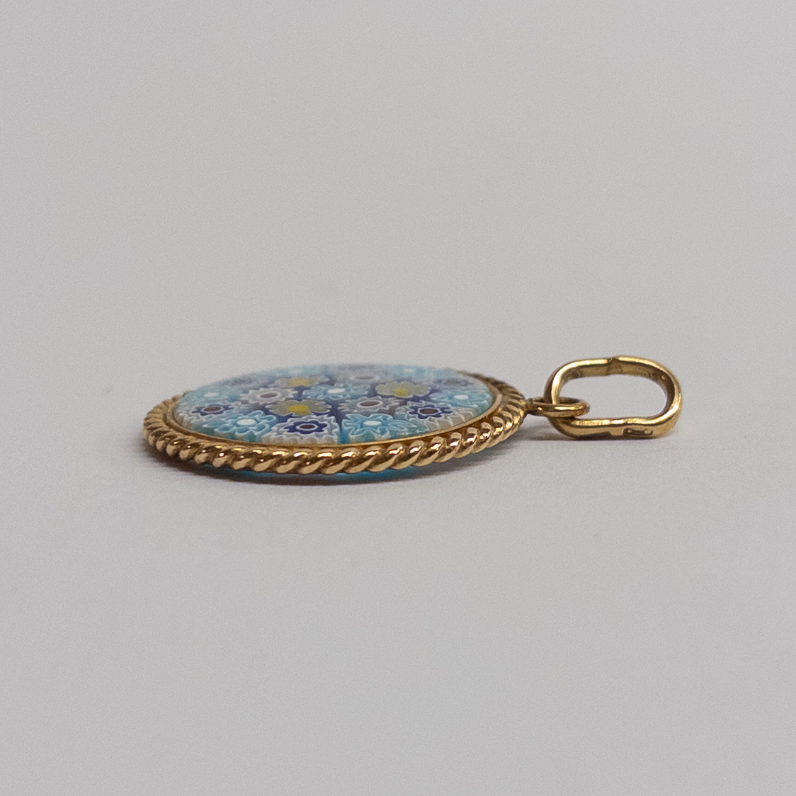 18K Gold and Art Glass Pendant