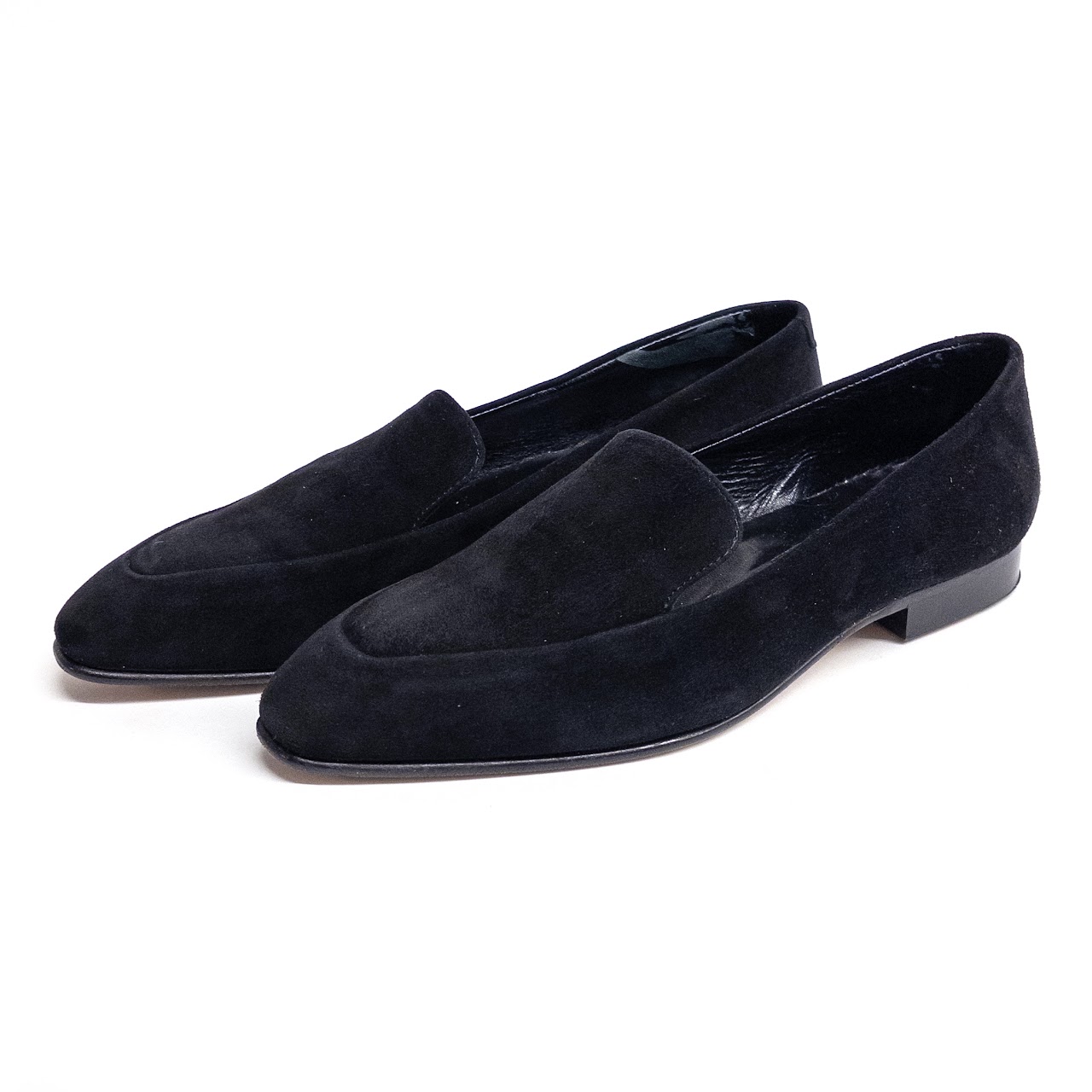 Manolo Blahnik Black Nubuck Loafers