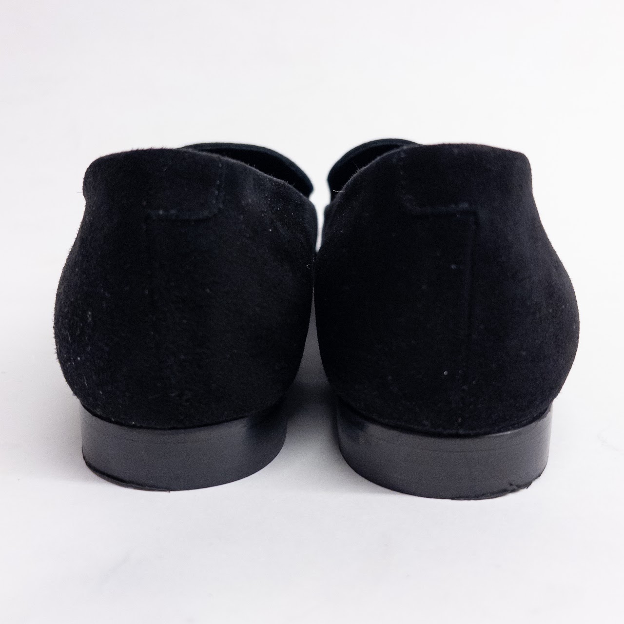 Manolo Blahnik Black Nubuck Loafers