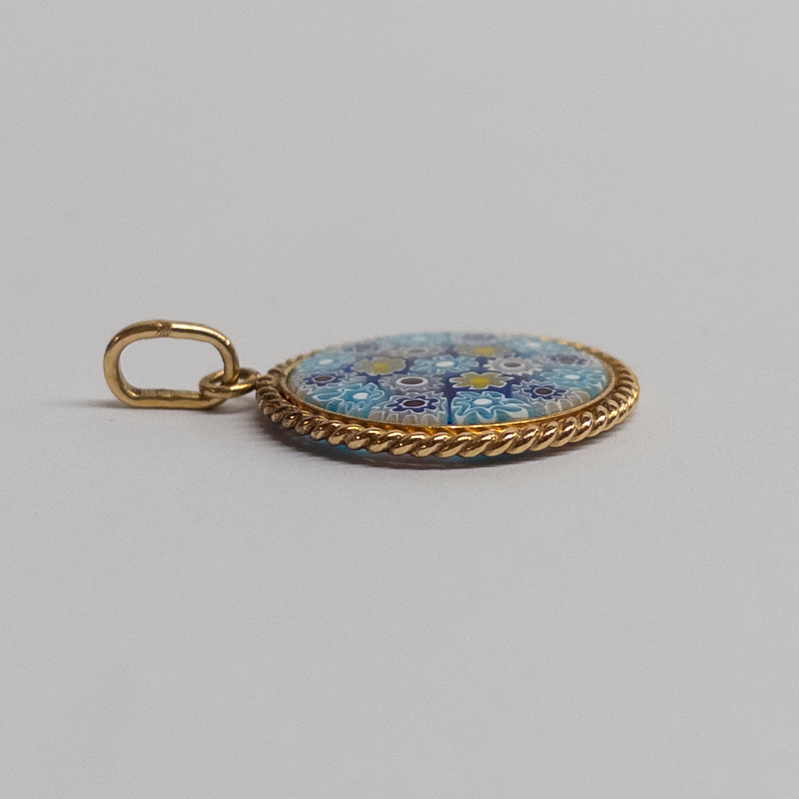 18K Gold and Art Glass Pendant