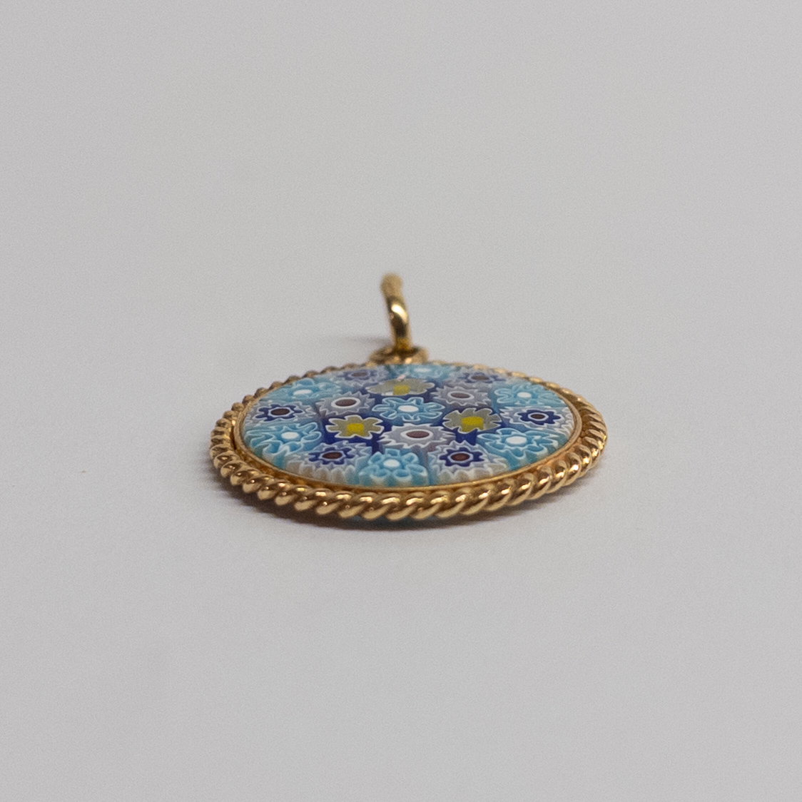 18K Gold and Art Glass Pendant