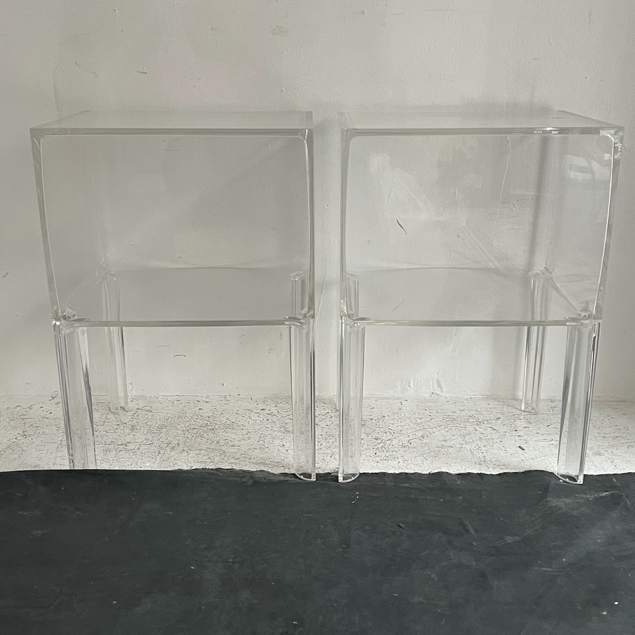 Starck Style Acrylic Side Table Pair