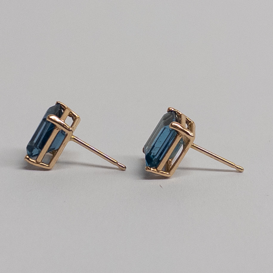 14K Gold and Swiss Blue Topaz Earrings