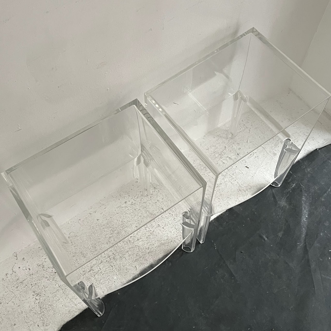 Starck Style Acrylic Side Table Pair