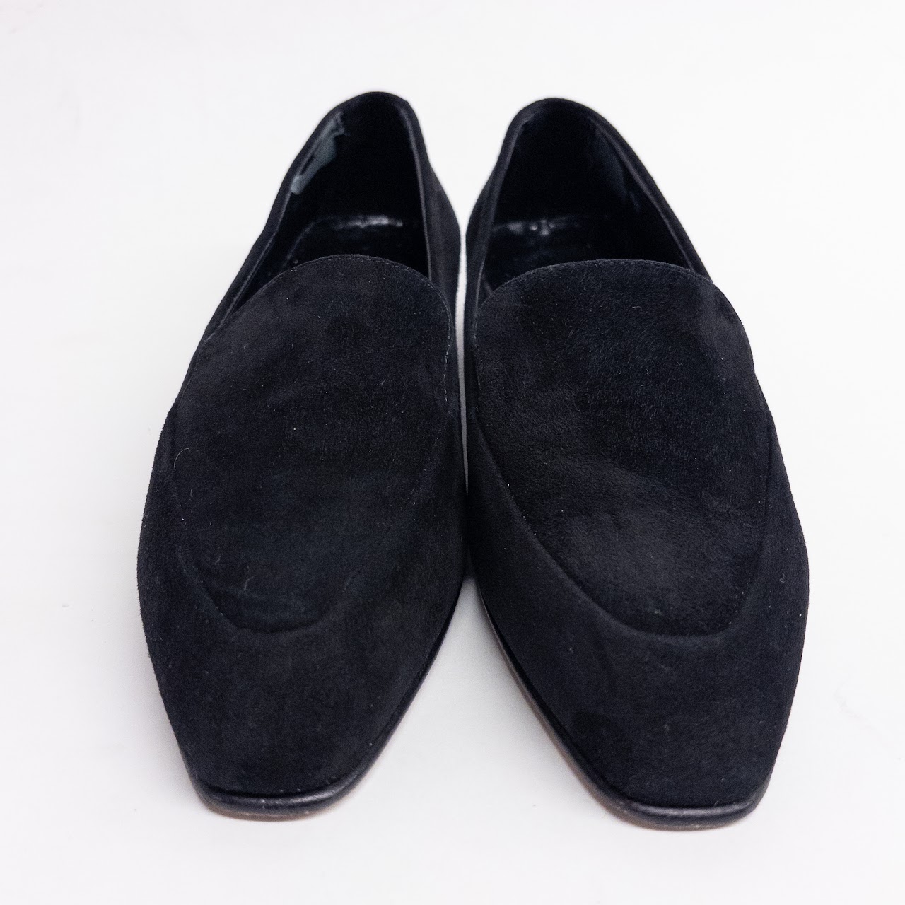 Manolo Blahnik Black Nubuck Loafers