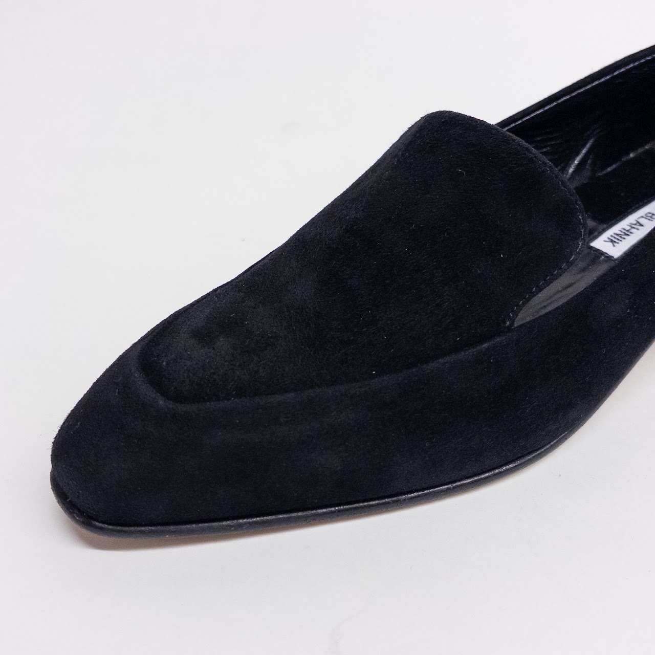 Manolo Blahnik Black Nubuck Loafers