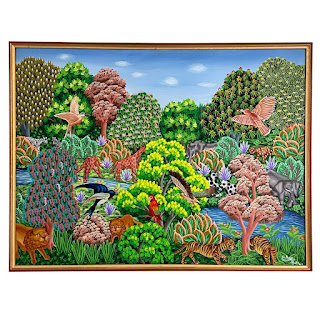 Jacques-Lionel Henry Signed Haitian Jungle Landscape Painting