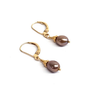 18K Gold and Champagne Pearl Earrings