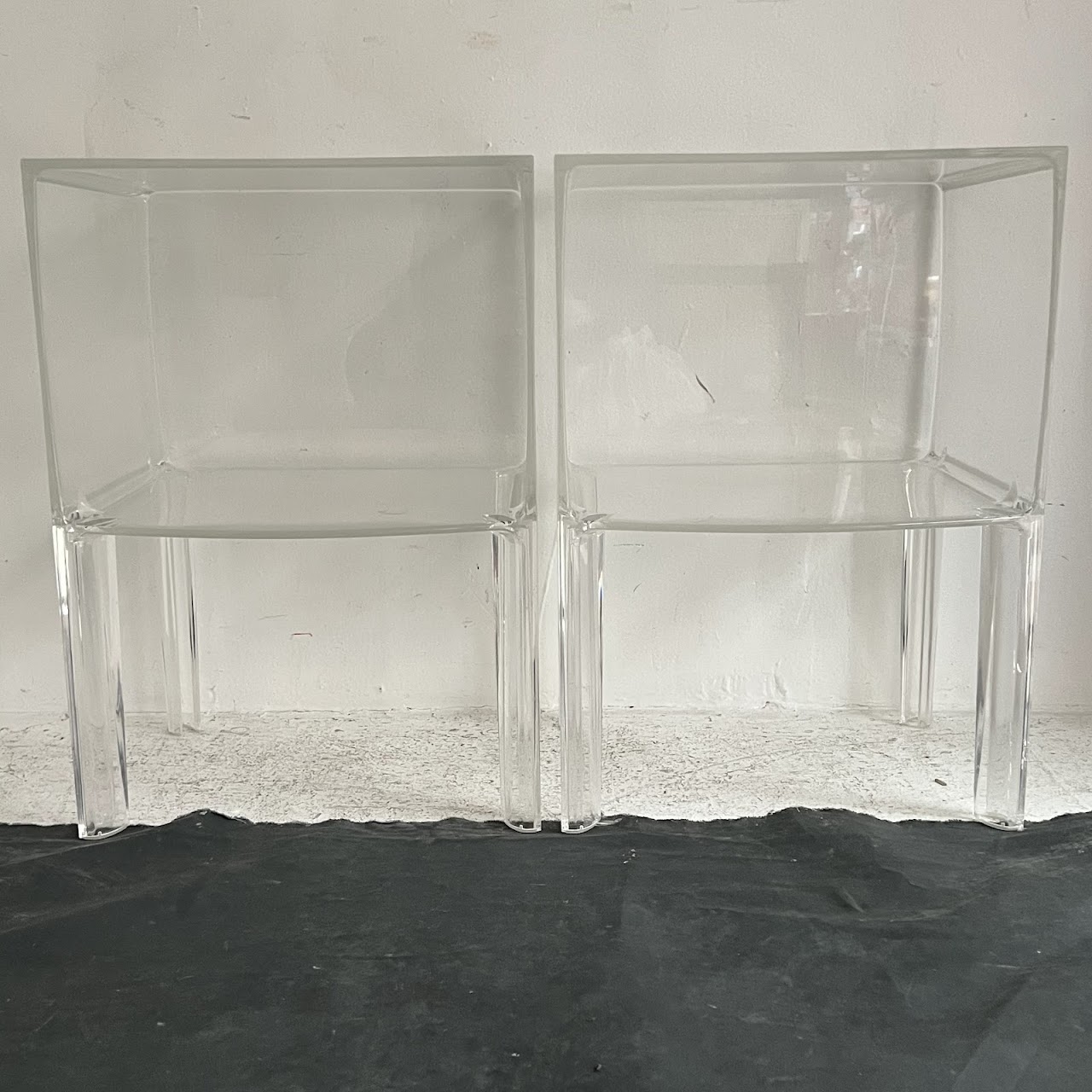 Starck Style Acrylic Side Table Pair