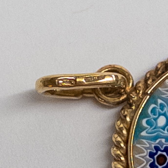 18K Gold and Art Glass Pendant